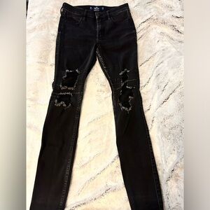 Black High-Rise Super Skinny Ripped Hollister Jeans